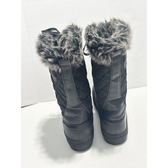 Quest Powder Winter Snow Boots Faux Fur Collar 3M Insulated Rubber Boots Black 7 - Picture 9 of 12